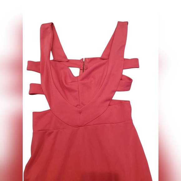 NWOT Sugar & Spice Hot Pink Cut Out Bodycon Dress Sweetheart Neckline - Large - Picture 5 of 9